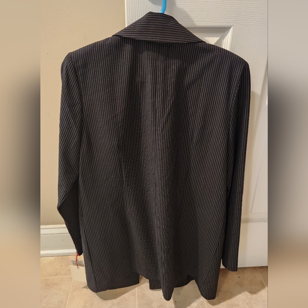 (Open Edit) Pinstripe Double Breasted Blazer, Color Black, Size S - Picture 4 of 5